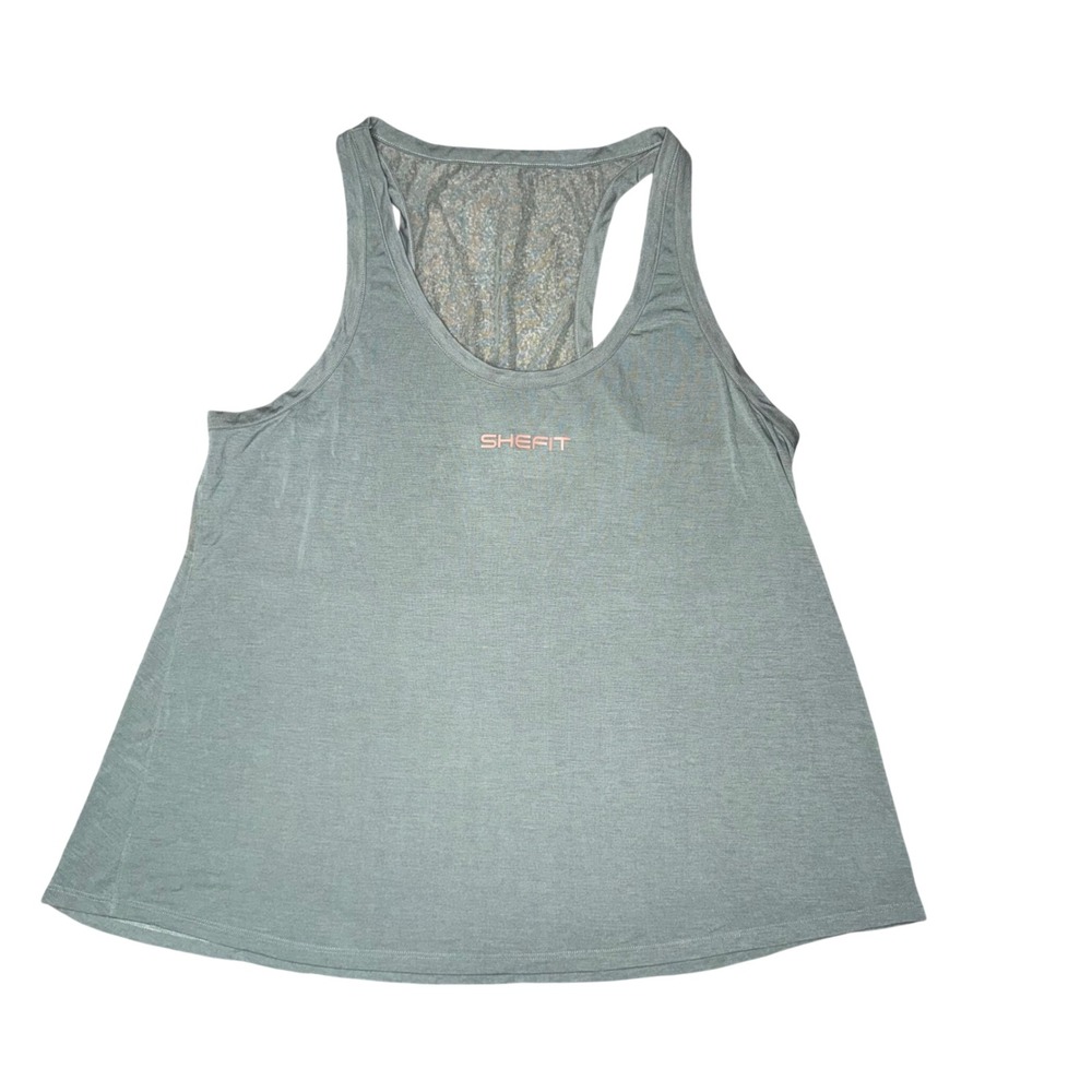 SHEFIT Tank Top Women 4Luxe Sage Green NWT Mesh Back Racerback Activewear 120002